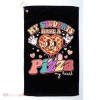 Funny Cute Valentines Day My Students Have A Pizza My Heart Golf Towel thumb 0