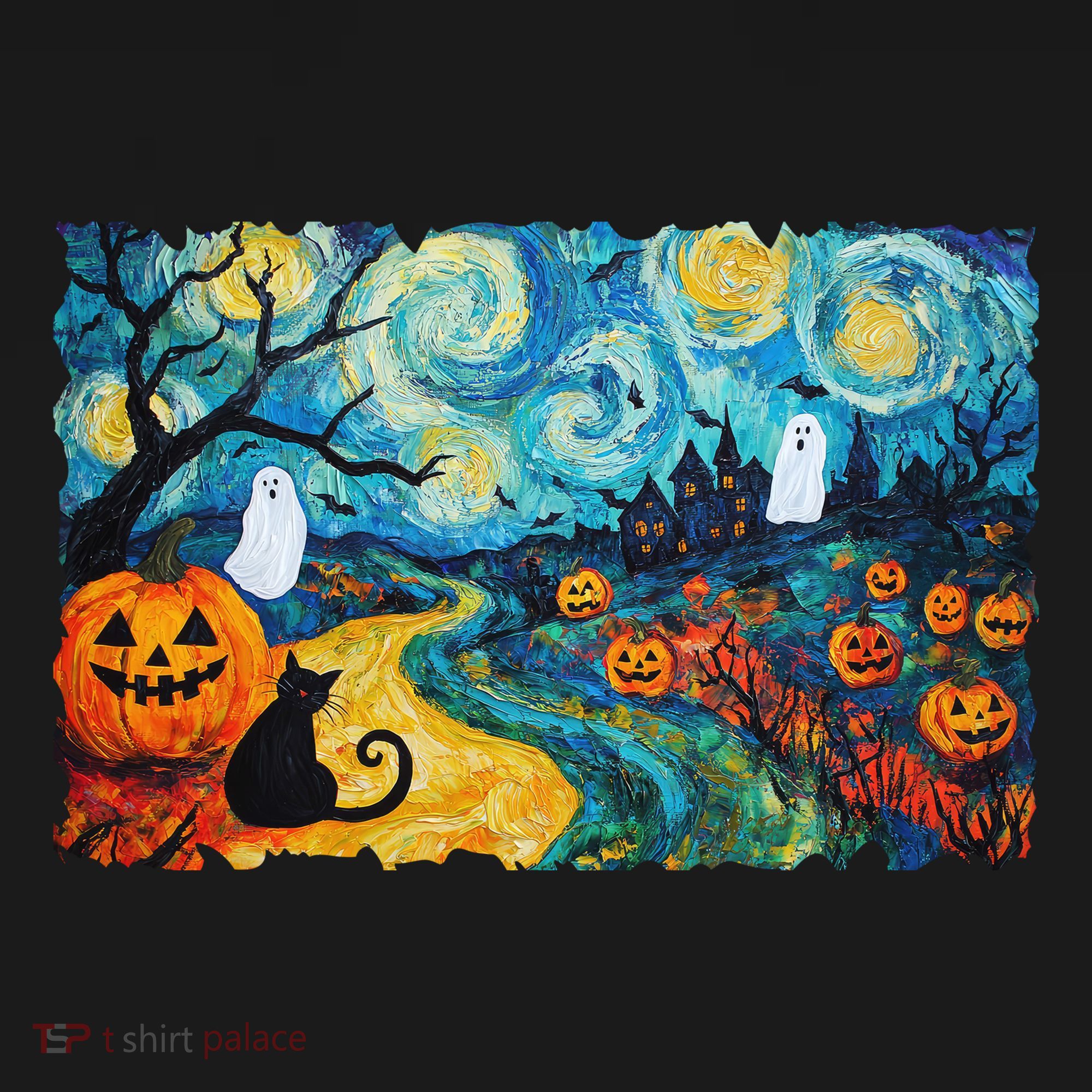 Funny Classic Van Gogh Inspired Halloween Scene Backpack