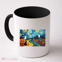 Funny Classic Van Gogh Inspired Halloween Scene Coffee Mug thumb 0