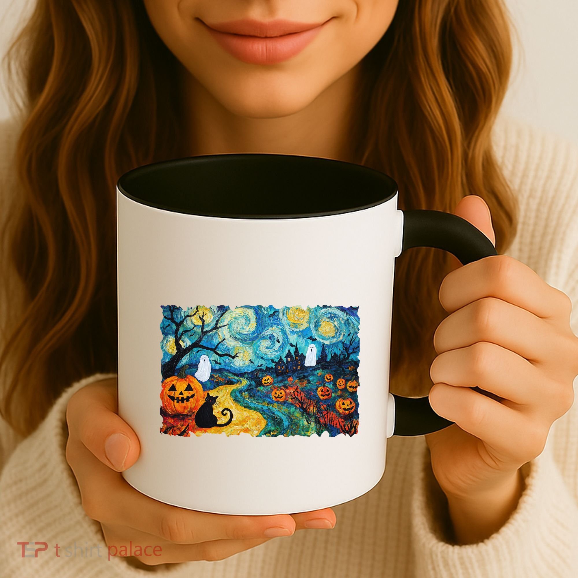 Funny Classic Van Gogh Inspired Halloween Scene Coffee Mug