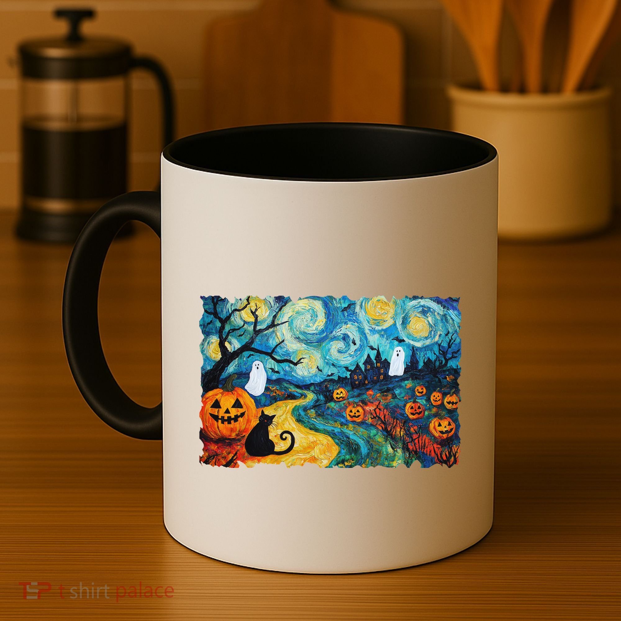 Funny Classic Van Gogh Inspired Halloween Scene Coffee Mug