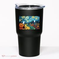 Funny Classic Van Gogh Inspired Halloween Scene Tumbler thumb 0