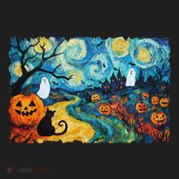 Funny Classic Van Gogh Inspired Halloween Scene Tumbler thumb 3