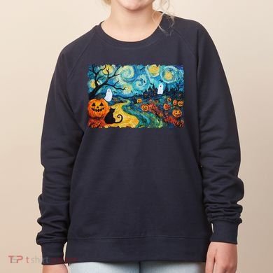 Funny Classic Van Gogh Inspired Halloween Scene Women's Sweatshirt