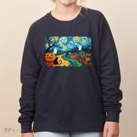 Funny Classic Van Gogh Inspired Halloween Scene Women's Sweatshirt thumb 0