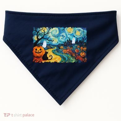 Funny Classic Van Gogh Inspired Halloween Scene USA-Made Doggie Bandana