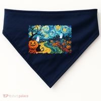Funny Classic Van Gogh Inspired Halloween Scene USA-Made Doggie Bandana thumb 0