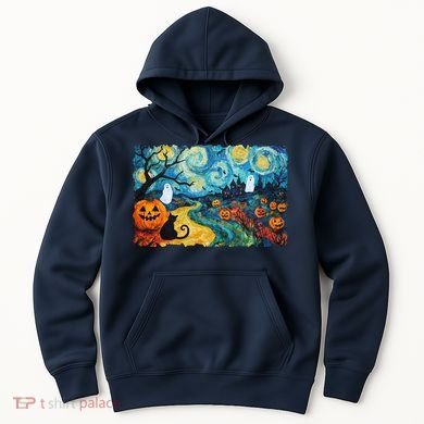 Funny Classic Van Gogh Inspired Halloween Scene Hoodie