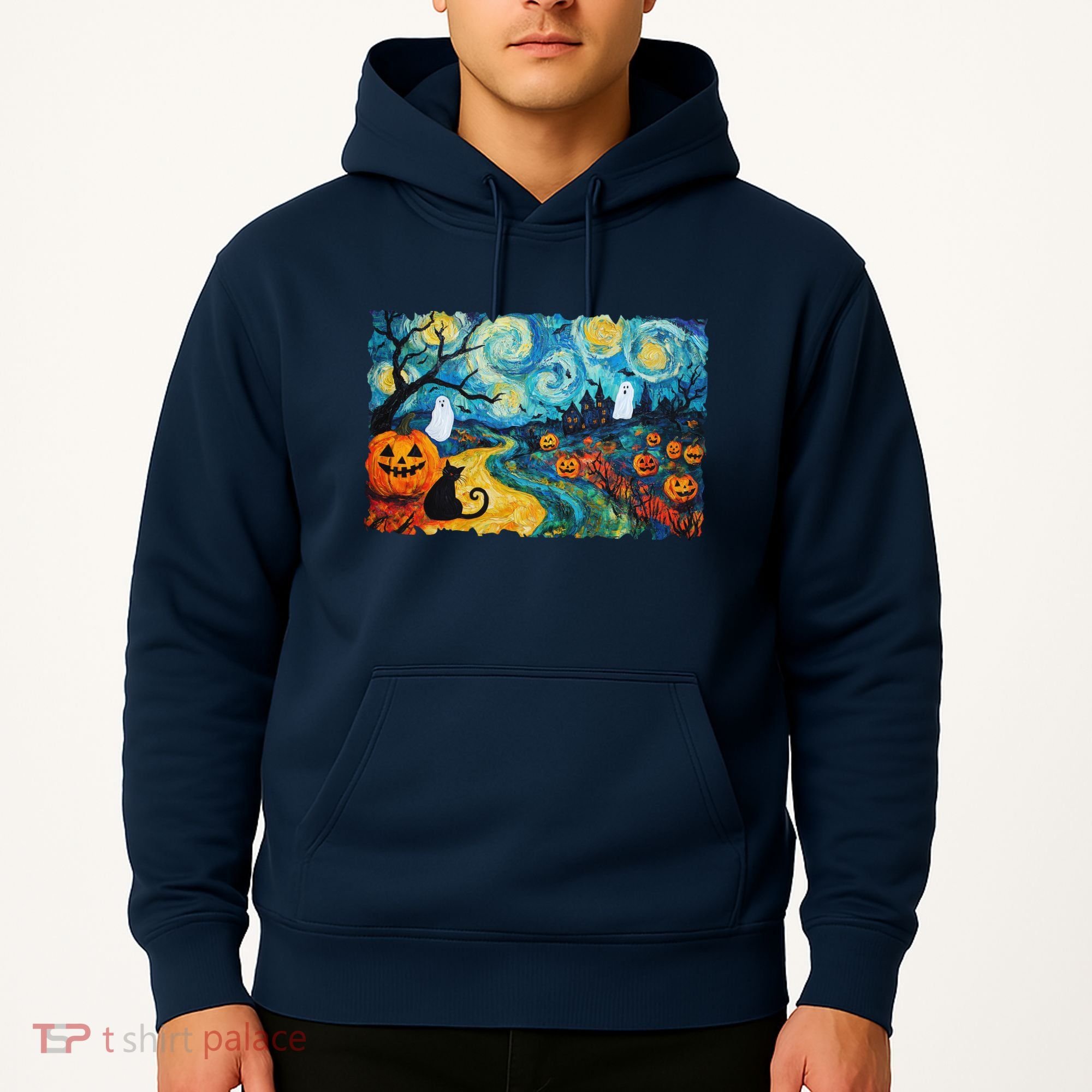 Funny Classic Van Gogh Inspired Halloween Scene Hoodie