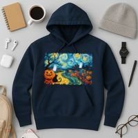Funny Classic Van Gogh Inspired Halloween Scene Hoodie thumb 3