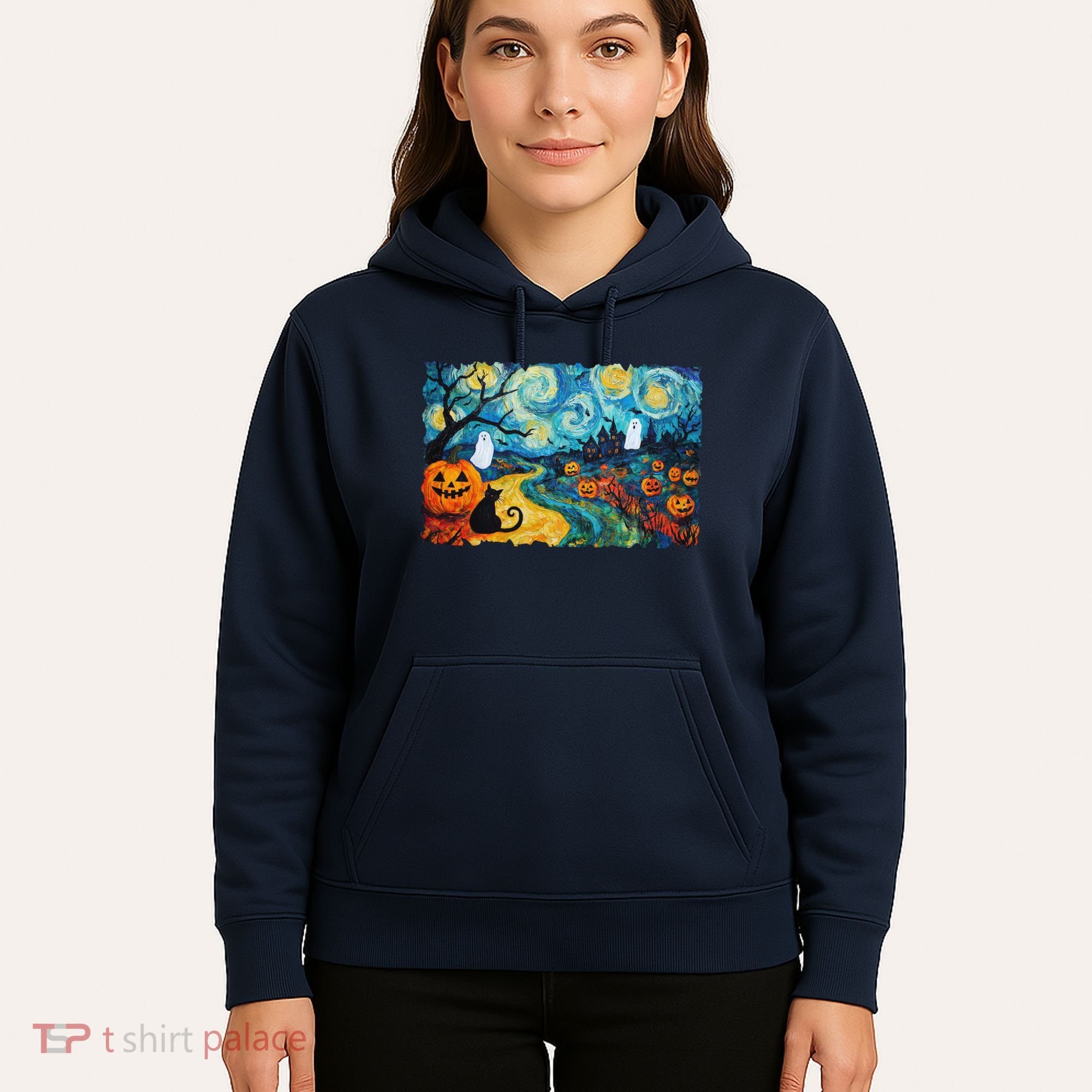 Funny Classic Van Gogh Inspired Halloween Scene Hoodie