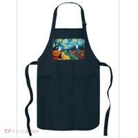 Funny Classic Van Gogh Inspired Halloween Scene Apron thumb 0