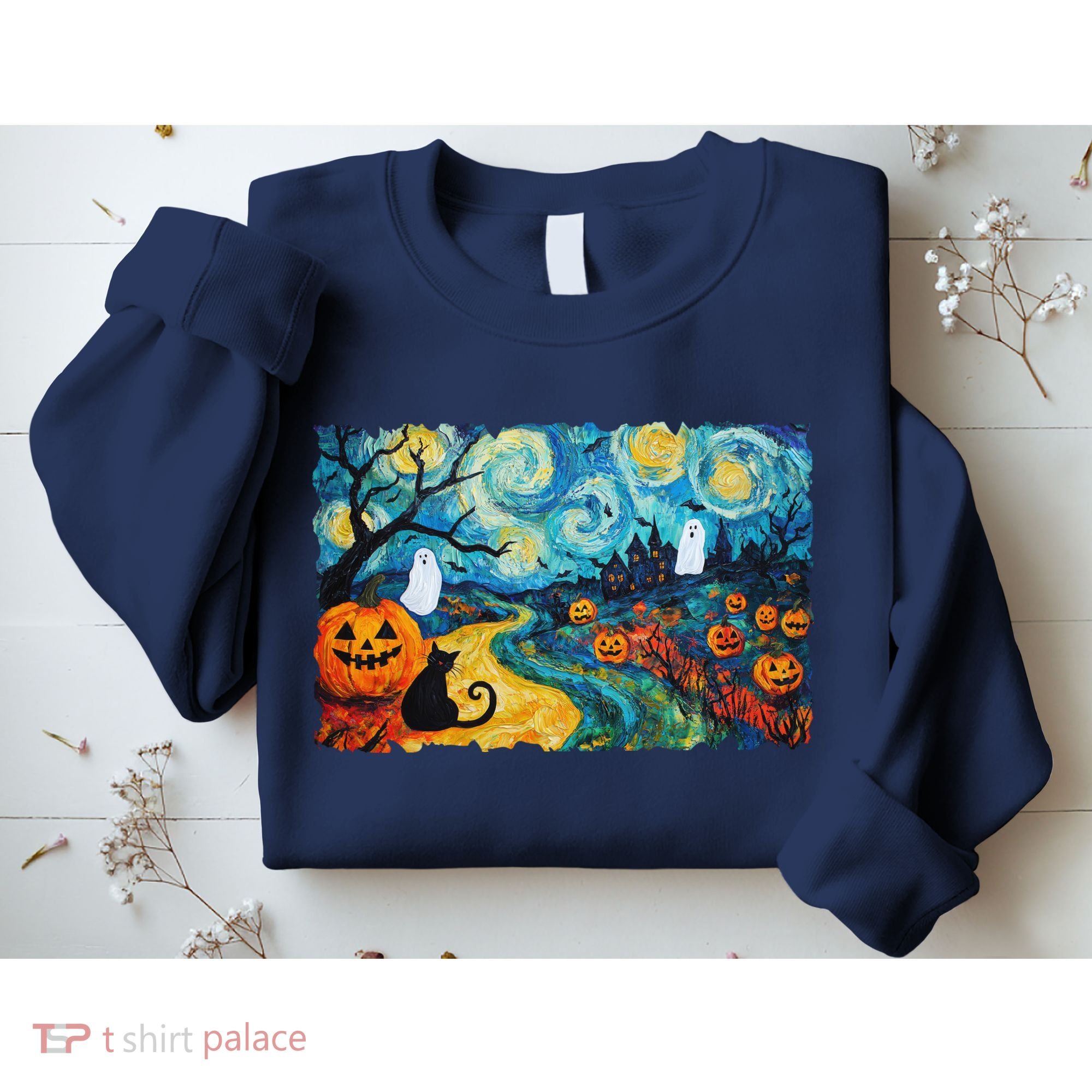 Funny Classic Van Gogh Inspired Halloween Scene Sweatshirt