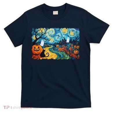 Funny Classic Van Gogh Inspired Halloween Scene T-Shirt