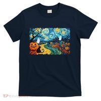 Funny Classic Van Gogh Inspired Halloween Scene T-Shirt thumb 0