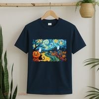 Funny Classic Van Gogh Inspired Halloween Scene T-Shirt thumb 2