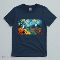 Funny Classic Van Gogh Inspired Halloween Scene T-Shirt thumb 5