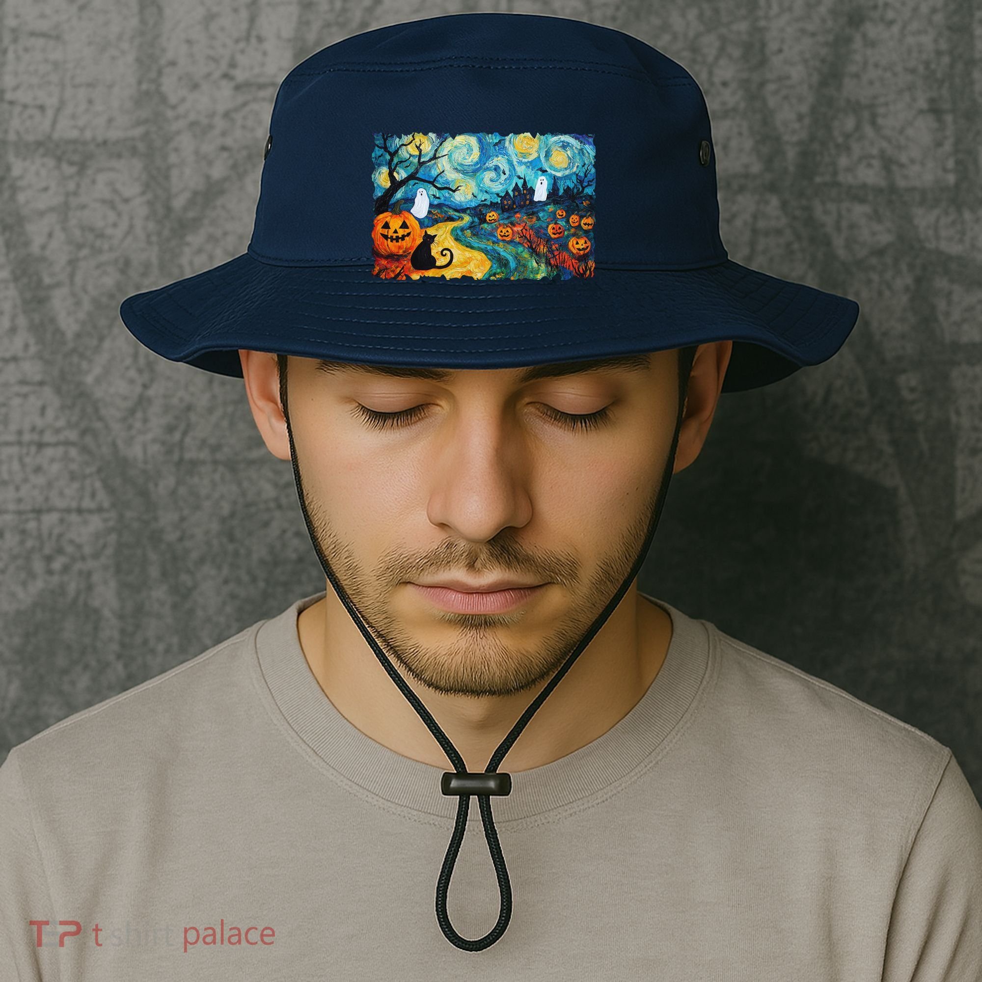 Funny Classic Van Gogh Inspired Halloween Scene Bucket Hat