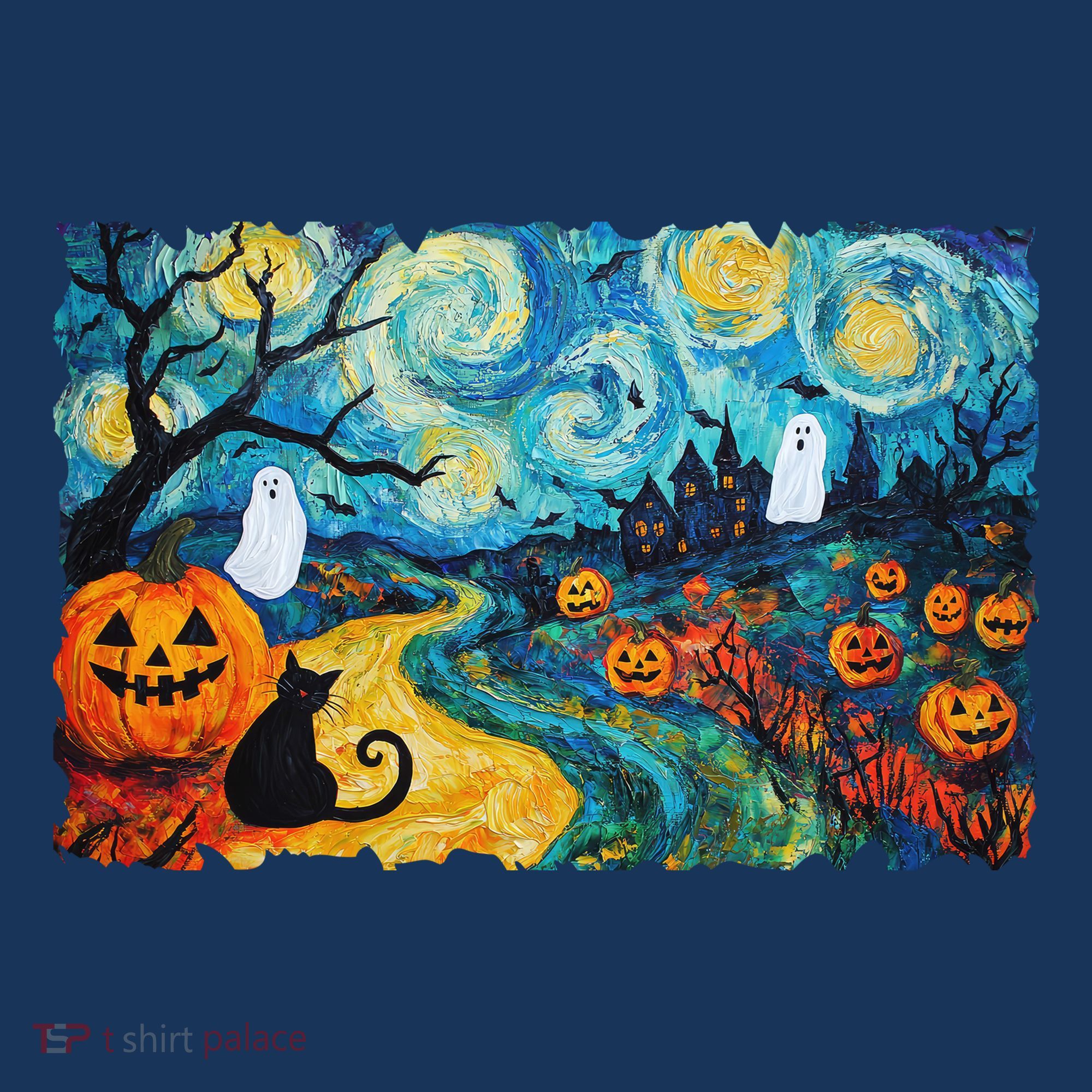 Funny Classic Van Gogh Inspired Halloween Scene Women's Hoodie