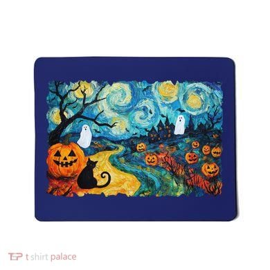 Funny Classic Van Gogh Inspired Halloween Scene Mousepad