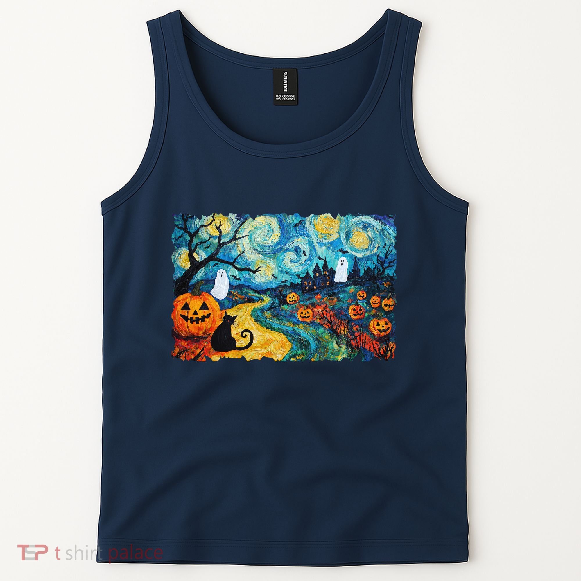Funny Classic Van Gogh Inspired Halloween Scene Tank Top
