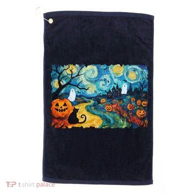 Funny Classic Van Gogh Inspired Halloween Scene Golf Towel