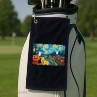 Funny Classic Van Gogh Inspired Halloween Scene Golf Towel thumb 2