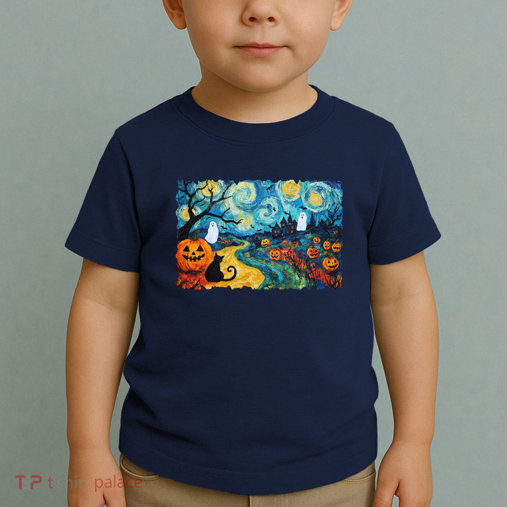 Funny Classic Van Gogh Inspired Halloween Scene Toddler T-Shirt