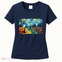 Funny Classic Van Gogh Inspired Halloween Scene Women's T-Shirt thumb 0