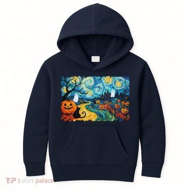 Funny Classic Van Gogh Inspired Halloween Scene Kids Hoodie