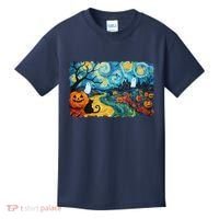 Funny Classic Van Gogh Inspired Halloween Scene Kids T-Shirt thumb 0