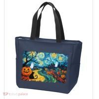 Funny Classic Van Gogh Inspired Halloween Scene Tote Bag thumb 3