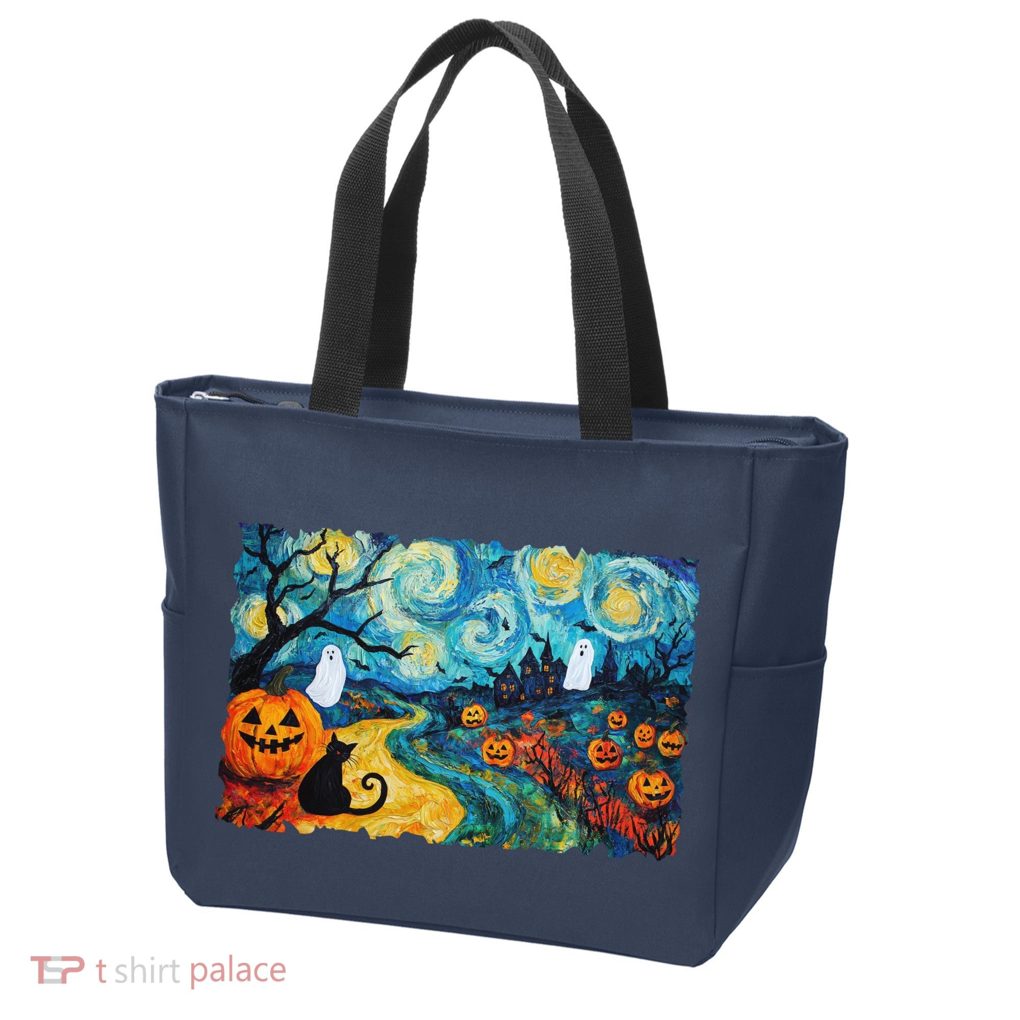 Funny Classic Van Gogh Inspired Halloween Scene Tote Bag