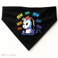 Funny Cute Video Gaming Rainbow Unicorn Pew Pew USA-Made Doggie Bandana thumb 0