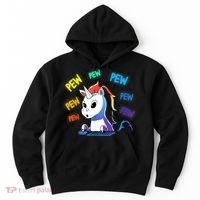 Funny Cute Video Gaming Rainbow Unicorn Pew Pew Hoodie thumb 0