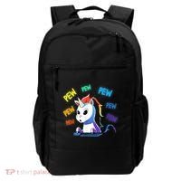 Funny Cute Video Gaming Rainbow Unicorn Pew Pew Backpack thumb 0
