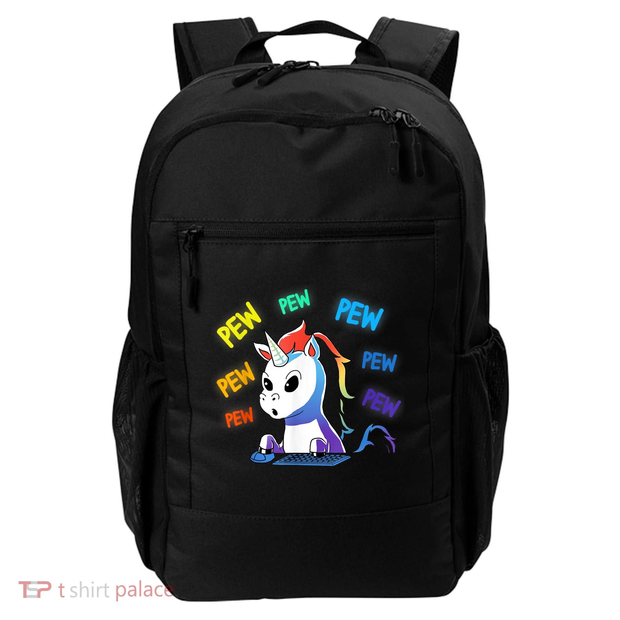 Funny Cute Video Gaming Rainbow Unicorn Pew Pew Backpack