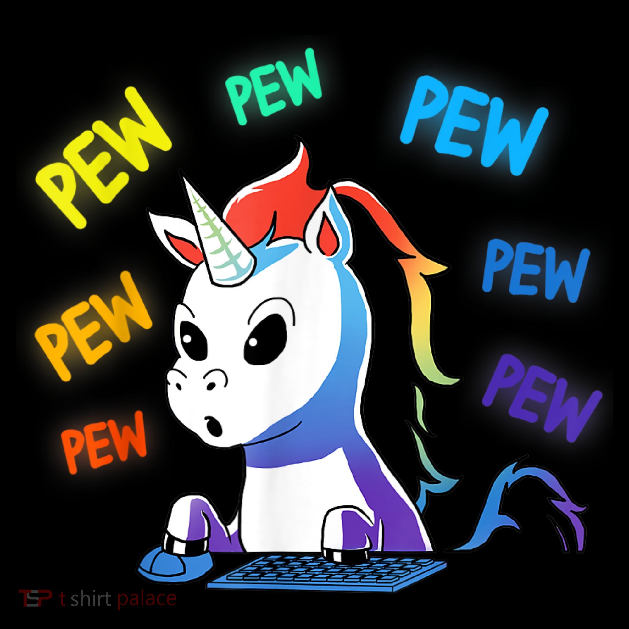 Funny Cute Video Gaming Rainbow Unicorn Pew Pew Women's Hoodie