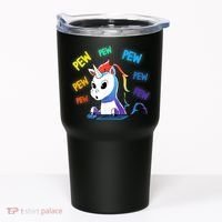 Funny Cute Video Gaming Rainbow Unicorn Pew Pew Tumbler thumb 0