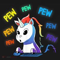Funny Cute Video Gaming Rainbow Unicorn Pew Pew Mousepad thumb 1