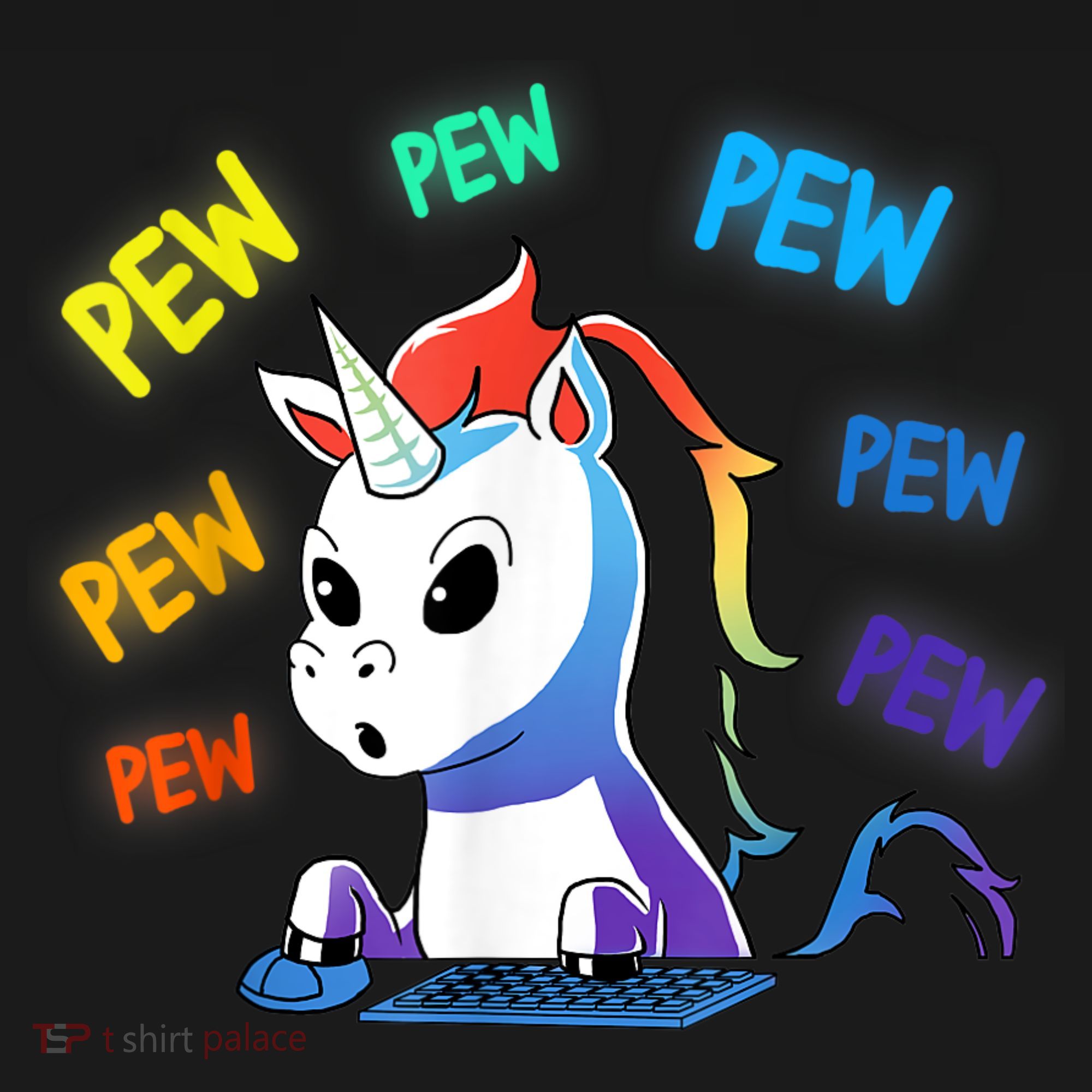 Funny Cute Video Gaming Rainbow Unicorn Pew Pew Mousepad