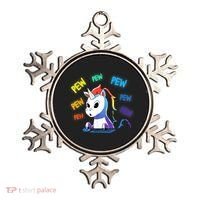 Funny Cute Video Gaming Rainbow Unicorn Pew Pew Ornament thumb 0