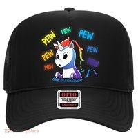 Funny Cute Video Gaming Rainbow Unicorn Pew Pew Hat thumb 0