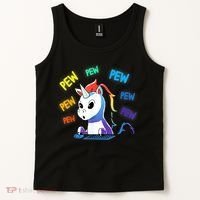 Funny Cute Video Gaming Rainbow Unicorn Pew Pew Tank Top thumb 2