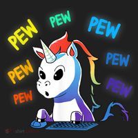 Funny Cute Video Gaming Rainbow Unicorn Pew Pew Golf Towel thumb 3