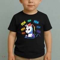 Funny Cute Video Gaming Rainbow Unicorn Pew Pew Toddler T-Shirt thumb 2