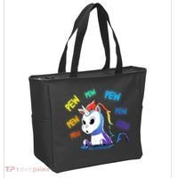 Funny Cute Video Gaming Rainbow Unicorn Pew Pew Tote Bag thumb 2