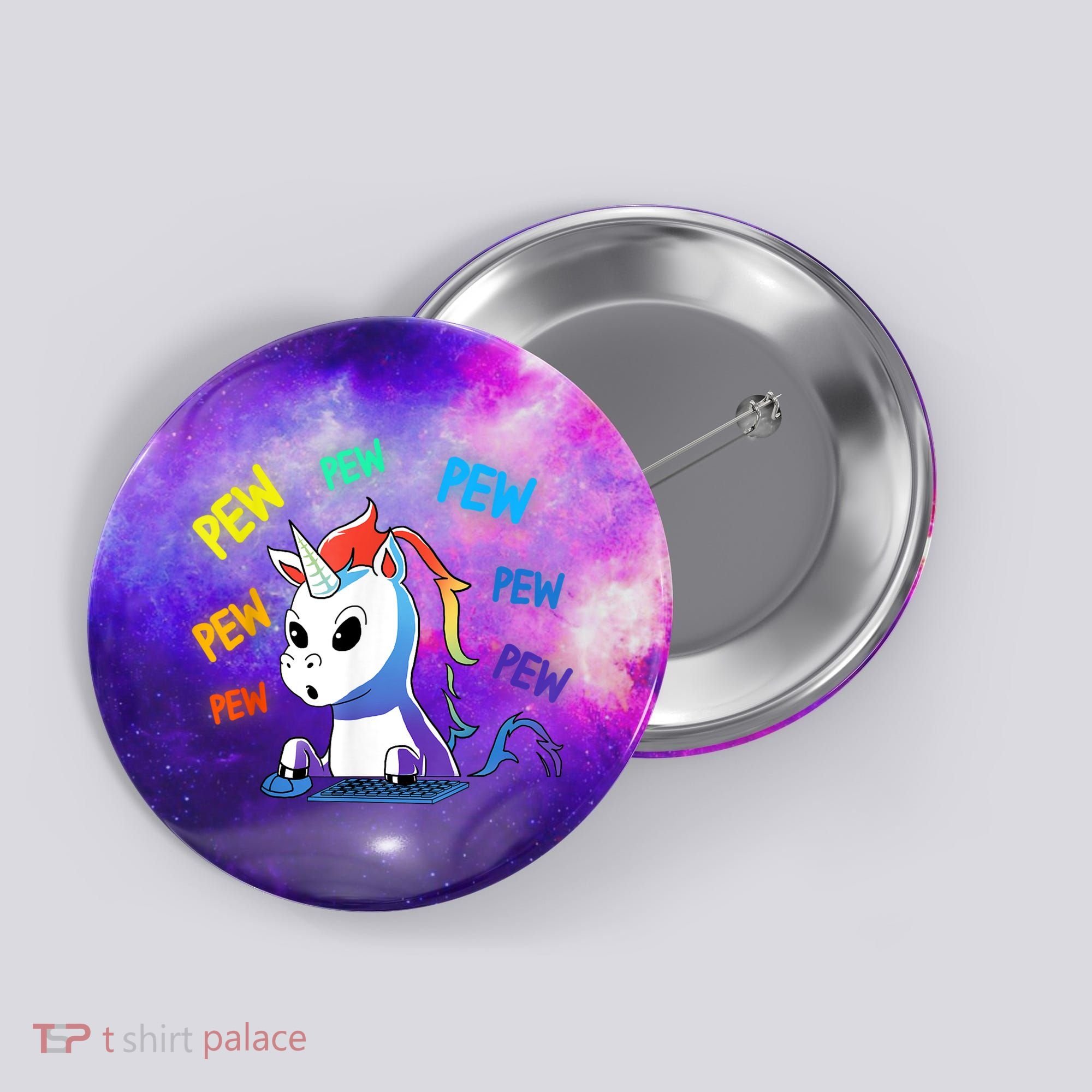 Funny Cute Video Gaming Rainbow Unicorn Pew Pew Button