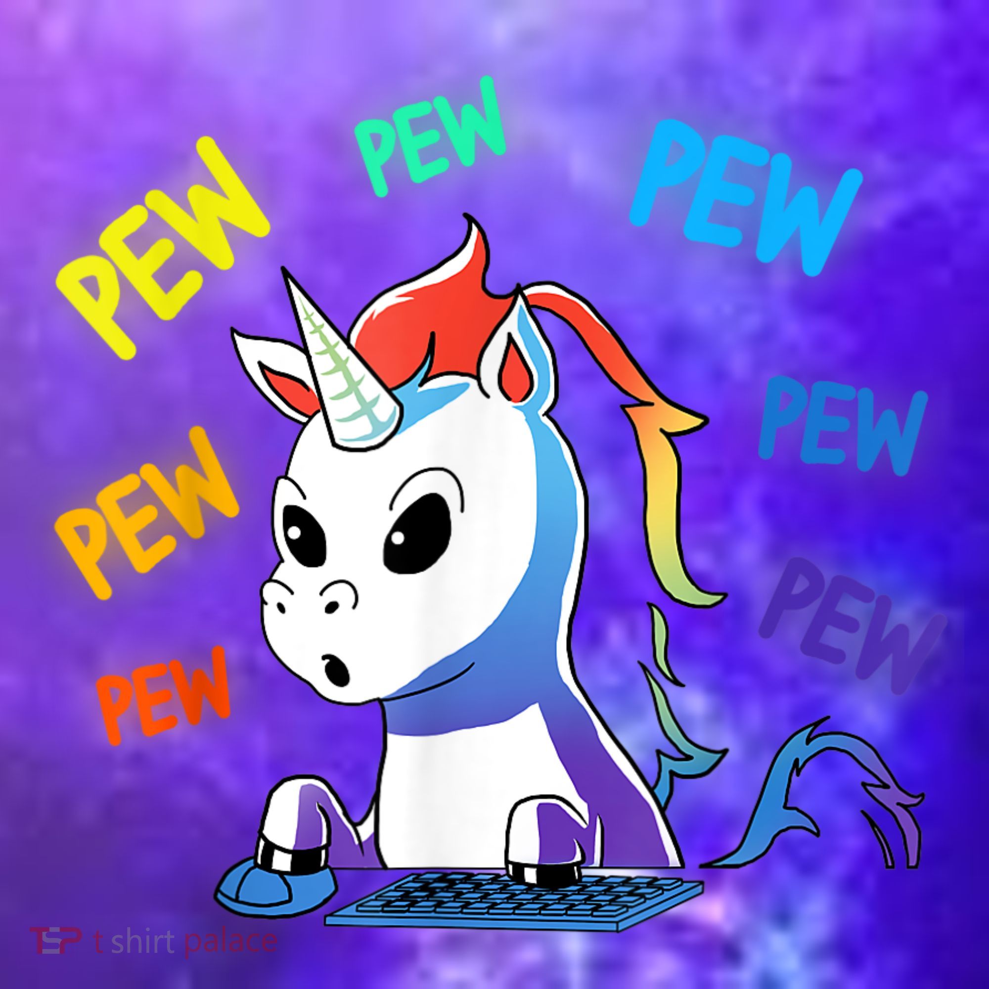 Funny Cute Video Gaming Rainbow Unicorn Pew Pew Coaster