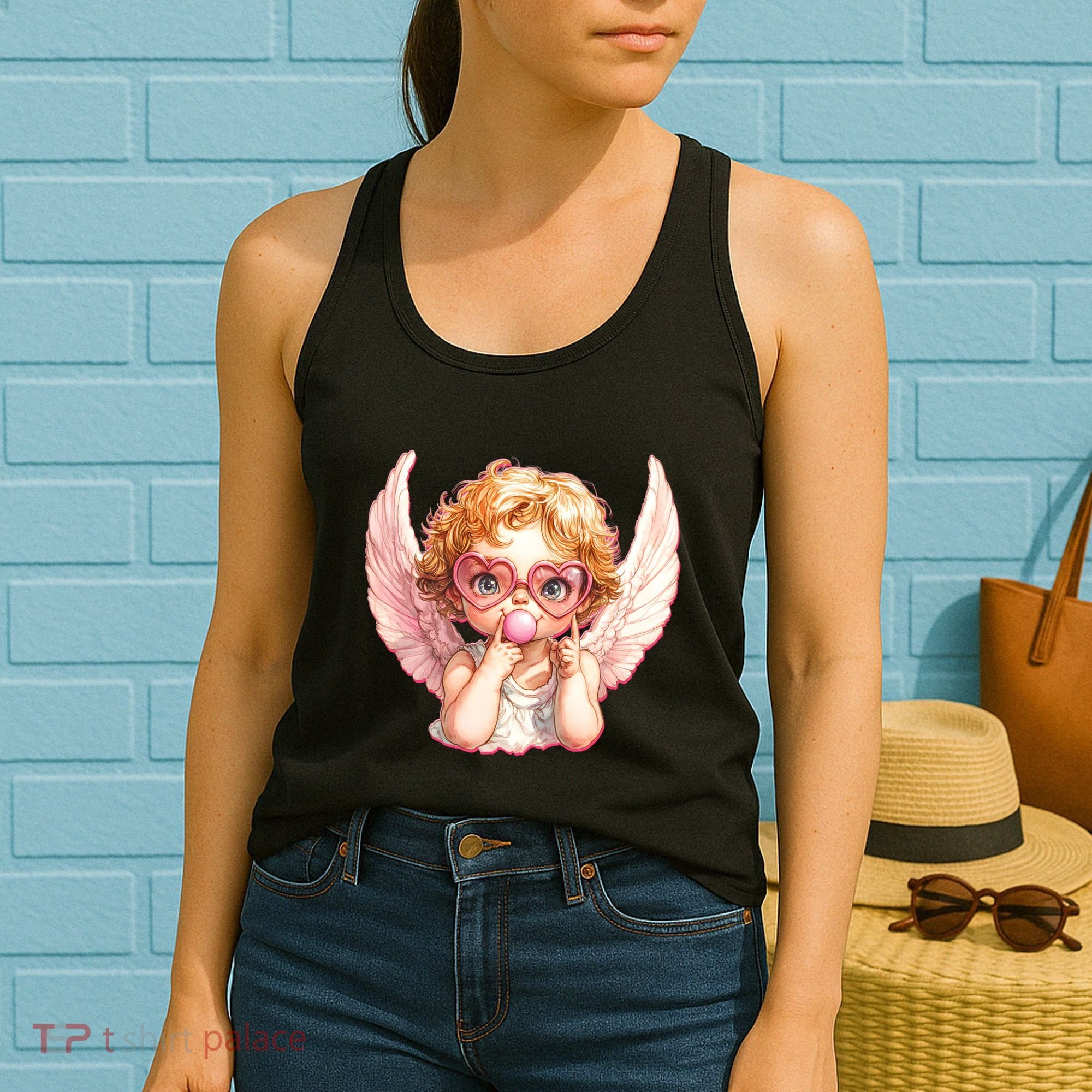 Funny Cute Valentines Day Cupid Bubble Gum Women's Tank Top